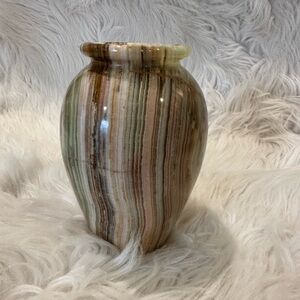 Green Brown Tan Banded Onyx Vase